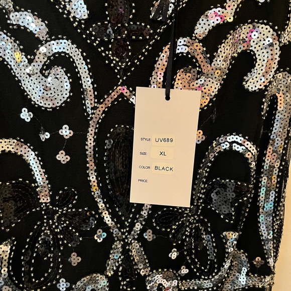Unique vintage flapper dress new with tags, great gatsby holiday sequined dress - Picture 3 of 3